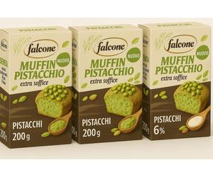 3x Falcone Muffin Pistacchio Extra Soffice 200g - 4 Muffin per Confezione