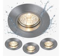 3X Faretto Incassato Luce Da Bagno IP44 DM 8Cm Spot Piatto Argento