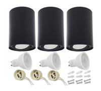 3x Faretto rotondo da soffitto Maclean MCE422 B + 3x Lampadine GU10 MCE435 NW