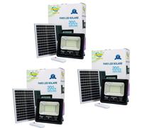 3x Faro Solare 200W LED Driwei Esterno con Pannello Solare e Indicatore Carica