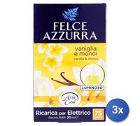 3x Felce Azzurra Spina Casa Ricarica Vaniglia & Monoi Made In Italy