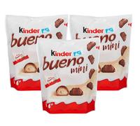 3X Ferrero Kinder Bueno Mini Wafer Farcito al Latte e Nocciole Ricoperto di Cioccolato 108g [3 Buste]