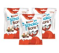 3X Ferrero Kinder Schoko Bons Ovetto al Cioccolato Ripieno di Crema al Latte e Nocciole Senza Glutine 125g [3 Buste]