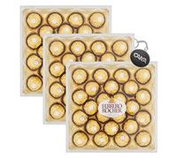 3X Ferrero Rocher Diamond, Confezione Regalo Diamante con 24 Praline di Cioccolato e Nocciola 300 g + Portachiavi Omaggio [3 Confezioni]