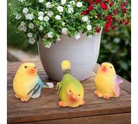 3x figurine da giardino decorative per uccelli in miniatura per le figurine