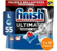 3x Finish Ultimate Infinity Shine Pastiglie per Lavastoviglie Regular 55 Capsule