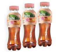 3X Fuzetea Té Nero al Gusto Pesca con una Nota di Rosa Bottiglia Pet 400ml- Drink Summer 2023 [3 Bottigline]