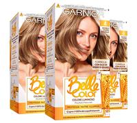 3x Garnier Belle Color Colorazione in Crema per Capelli Permanente Azione Nutriente Illuminante Risultato Naturale con Olio di Germe di Grano Colore 4 Biondo Cenere Naturale - 3 Confezioni