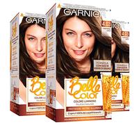 3x Garnier Belle Color Colorazione in Crema per Capelli Permanente Azione Nutriente Illuminante Risultato Naturale con Olio di Germe di Grano Colore 4.03 Castano Luce - 3 Confezioni
