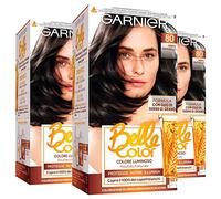 3x Garnier Belle Color Colorazione in Crema per Capelli Permanente Azione Nutriente Illuminante Risultato Naturale con Olio di Germe di Grano Colore 80 Nero Naturale - 3 Confezioni