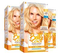 3x Garnier Belle Color Colorazione in Crema per Capelli Permanente Azione Nutriente Illuminante Risultato Naturale con Olio di Germe di Grano Colore 110 Biondo Chiarissimo Naturale - 3 Confezioni