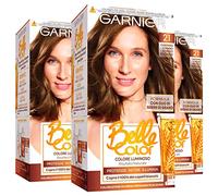 3x Garnier Belle Color Colorazione in Crema per Capelli Permanente Azione Nutriente Illuminante Risultato Naturale con Olio di Germe di Grano Colore 21 Castano Chiaro Dorato Naturale - 3 Confezioni