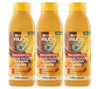 3x Garnier Fructis Shampoo Nutriente Capelli Secchi alla Banana 350 ml
