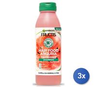 3x Garnier Shampoo Per Capelli Fructis Hair Food Anguria, 350 Ml