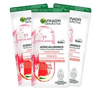 3x Garnier SkinActive Acido Ialuronico Maschera in Tessuto Ampolla Rassodante Anti Età Effetto Rinfrescante con Estratto di Anguria - 3 Confezioni da 1 Trattamento