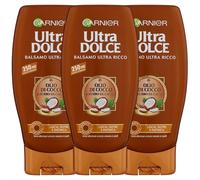 3x Garnier Ultra Dolce Balsamo Capelli Lisci Con Olio Di Cocco Lisciante 250 ml