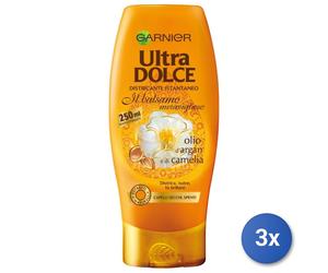 3x Garnier Ultra Dolce Olio Di Argan E Camelia 250Ml Balsamo Per Capelli