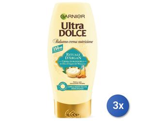 3x Garnier Ultra Dolce Rituale D'Argan 250Ml Balsamo Per Capelli