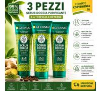 3x Geomar Scrub Doccia Purificante Con Zenzero, Tea Matcha e Argilla 250 ml