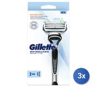 3x Gillette Rasoio Fusion Skinguardian Sensitive + 2 Ricariche