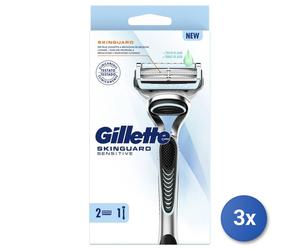 3x Gillette Rasoio Fusion Skinguardian Sensitive + 2 Ricariche