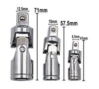 3x Giunto Universale 1/2" 3/8" 1/4" Adattatore Per Presa Barra Di