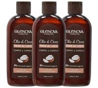 3x Glenova Olio di Cocco Corpo e Capelli Nutriente Naturale 200 ml