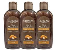 3x Glenova Olio di Mandorle Dolci Corpo e Capelli Nutriente Naturale 200 ml