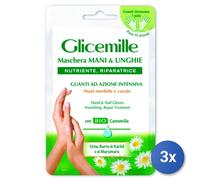 3x Glicemille Crema Mani Maschera Tessuto-Guanti