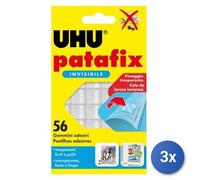 3x Gommini adesivi Uhu Bostik Patafix, modello 34992, Trasparente, per fissare