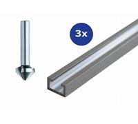3x guida profilata in alluminio 1200 mm & svasatura small silver
