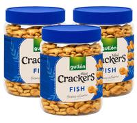 3X Gullon Mini Bites Fish - Biscotti Salati Croccanti a Forma di Pesciolino, Snack da Condividere per Aperitivo, Pausa e Merenda Salata 250g