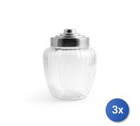 3x H&H Barattolo in vetro rigato con tappo in acciaio inox 18/10 cc 1800