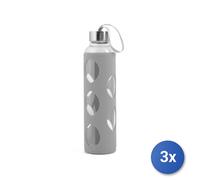 3x H&h Bottiglie Borosilicato Con Silicone Grigio Tappo Inox