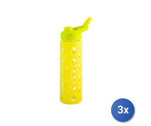 3x H&h Bottiglie In Borosilicato E Silicone Gialla, 0.55cl, Tap