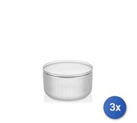 3x H&H Bowl Linee rigato con coperchio lt. 2,3