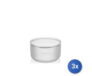 3x H&H Bowl Linee rigato con coperchio lt. 2,3