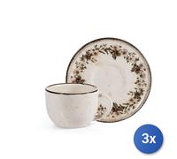 3x H&H Confezione 4 tazze caffè con piatto Garland con piatto decorato forma cc