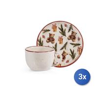 3x H&H Confezione 4 tazze caffè con piatto Teddy Hugs cc 115 in stoneware