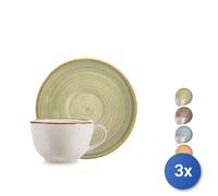 3x H&H Confezioni 4 tazze da caffè Opera in stoneware con piattino cc 115 non