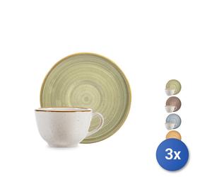 3x H&H Confezioni 4 tazze da caffè Opera in stoneware con piattino cc 115 non