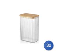 3x H&H Contenitore Linee rigato rettangolare con tappo lt. 2,1