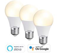 3x Hama WLAN Led-lampe E27 10W 60W Pera Dimmbar App-Steuerung per Alexa Google [EEK: G]