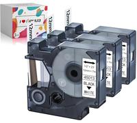 3x Hehua Compatibile con Dymo 12mm 45013 S0720530 Etichette D1 12 mm x 7m | a45013 Nero su Bianco Nastri, Compatibile per LabelManager 160 280 210D 420p Labelpoint 150 200 LabelWriter 400 450 Duo