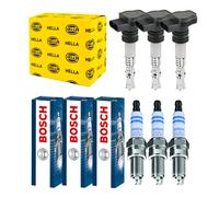 3x Hella Bobina + 3x Bosch Candela Doppio Iridio Adatto A per Mazda 2 da Dj DL