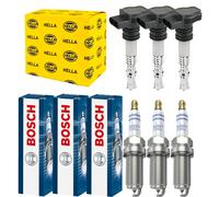 3x Hella Bobina + 3x Bosch Candela Doppio Platino Adatto A per BMW 1er F20