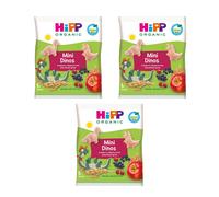 3x HiPP Mini Dinos snack biologico per bambini 30 g ribes nero mirtillo 1-3 anni