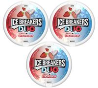3X Ice Breaker Duo Frutta Plus Menta Fresca Gusto Fragola Senza Zucchero