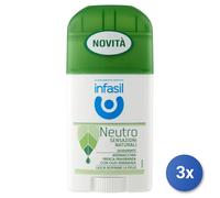 3x Infasil Deodorante Stick 40 Ml. Neutro Olii Essenziali