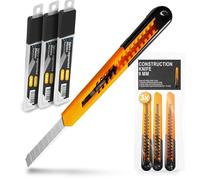 3x Instalguru Taglierino 9 mm Coltello Sicurezza Lama Segmentata Cutter Cartone Moquette Pacchi Multiuso Mini con 33x Lame di Ricambio Blocco Automatico